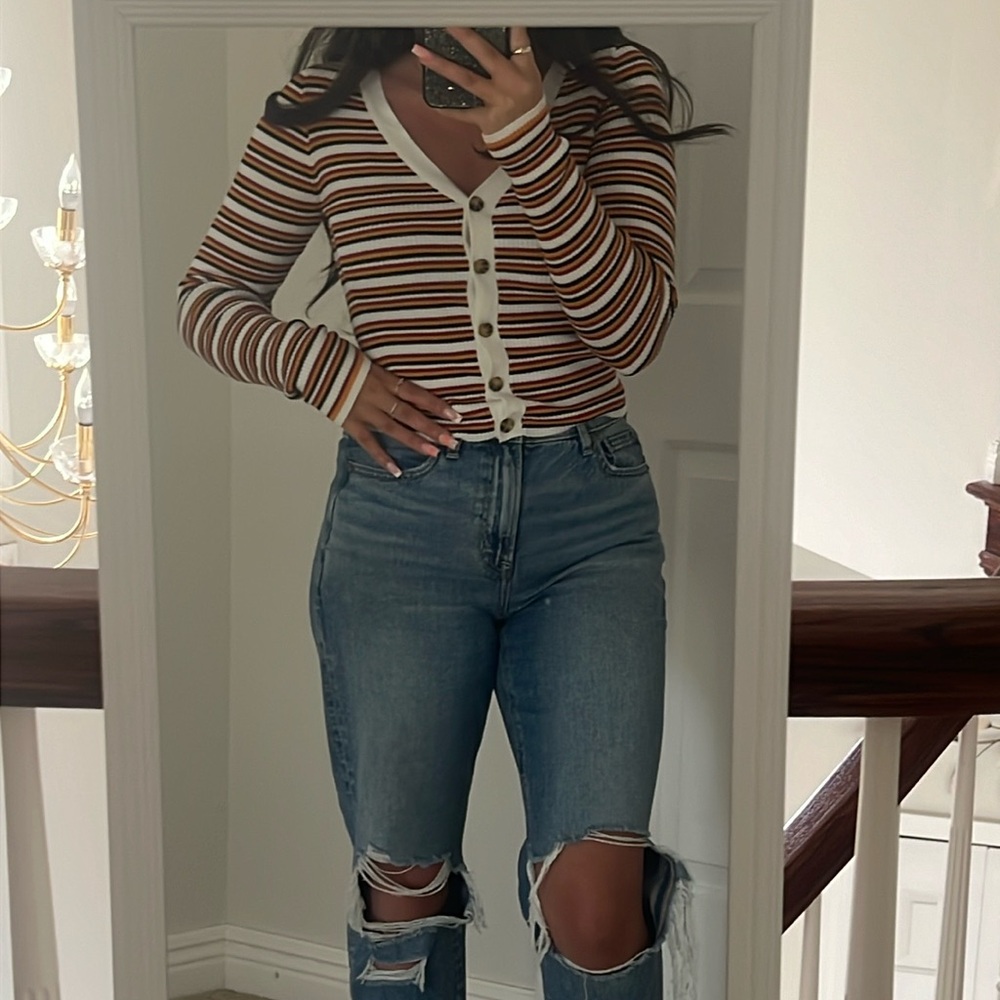 Very cute striped sweater.